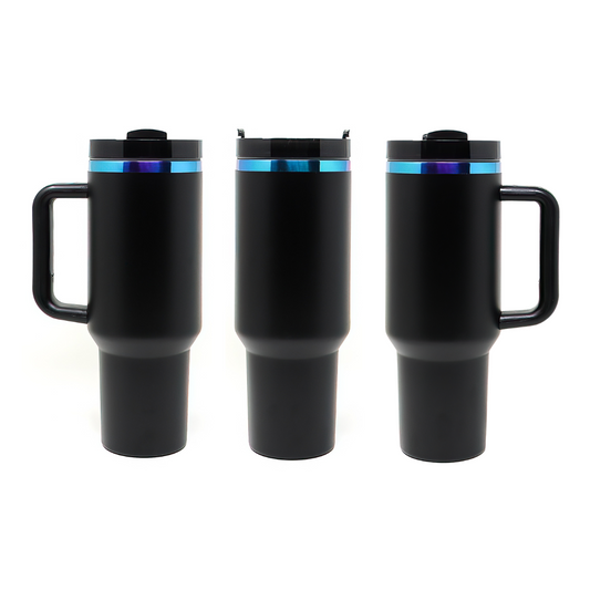 Stainless Steel Blue And Green Plated 40 oz H2.0 Tumblers With Handle - Laser Engraving Blank