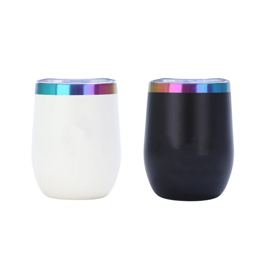 Stainless Steel Rainbow Plated 12 oz Wine Tumblers - Laser Engraving Blanks